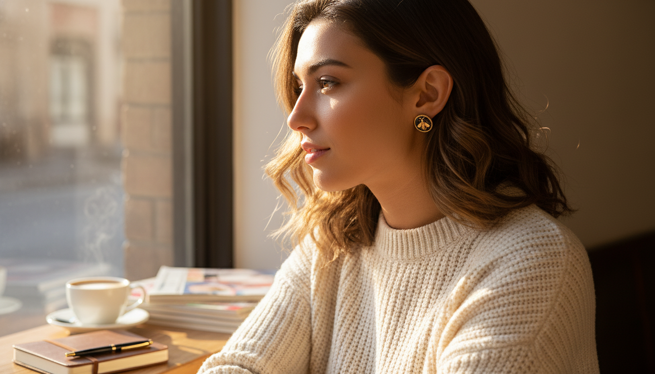 Black Round Bee Stainless Steel Studs: Cute & Bold