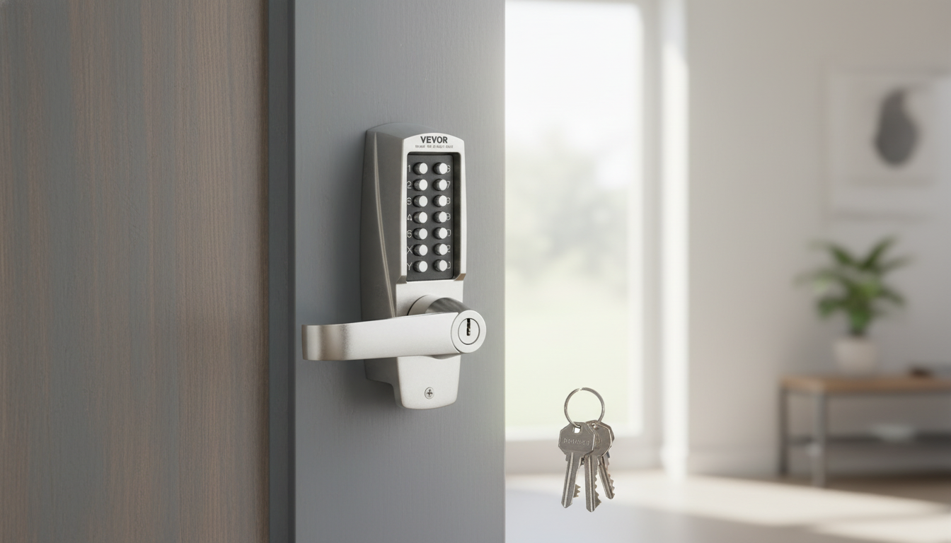 Mechanical Keyless Door Lock: Stainless Handle + 14 Keys