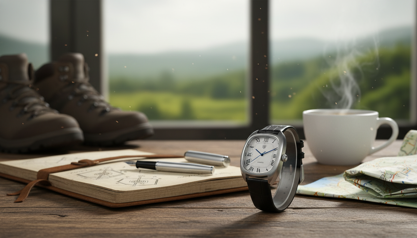 Oval Quartz Men’s Watch: Waterproof Style, Leather Strap